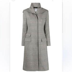 NWT - Moschino Couture Long Plaid Check Fantasy Black Coat Trench